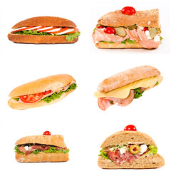 Isolated tasty sandwiches