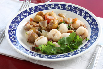 Cuttlefish dish with chestnuts.