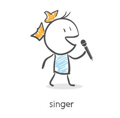 Cartoon girl singing into a microphone