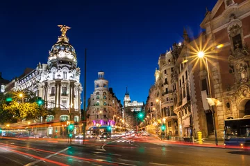 Deurstickers Madrid Gran Via in Madrid, Spanje, Europa.