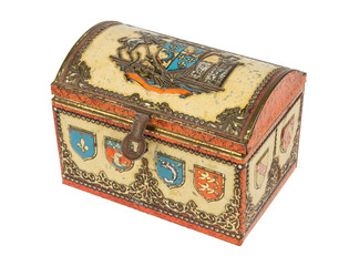 Very old metal chest, isolated
