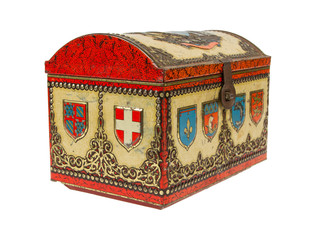 Very old metal chest, isolated