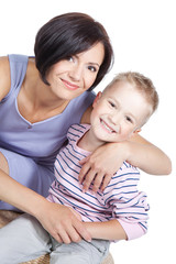 Picture of happy mother and little son