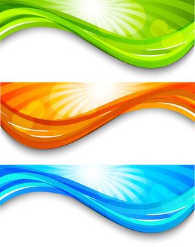 Set of wavy banners