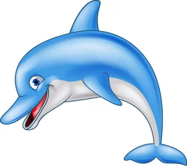 Zelfklevend Fotobehang Gelukkig dolfijn tekenfilm © tigatelu