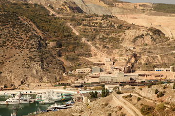 Cement plant in the mountains. Balaklava, Crimea, Ukraine