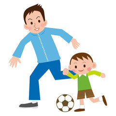サッカーをする親子 © あんころもち(ankomando)