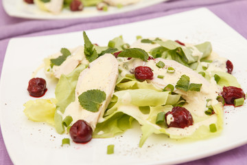 salad with chicken and cherry