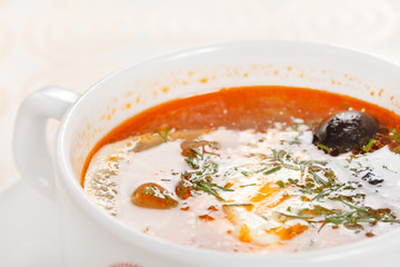 meat soup with lemon