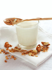 muesli and glass of milk