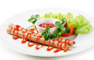 Sausages and  vegetables