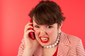 Angry phone call on the smartphone