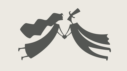 loving man and woman with heart vector illustration