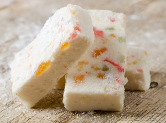 Sweet souffle with chunks of marmalade