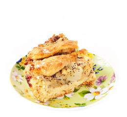 apple and pear pie on a green plate