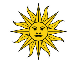 Sun of May in the flag of Uruguay vector illustration