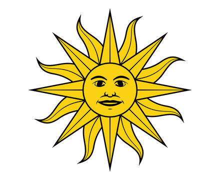 Sun of May in the flag of Uruguay vector illustration