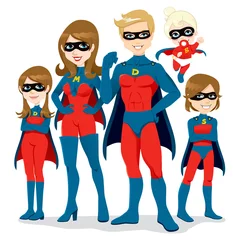 Deurstickers Superhelden Superheld Familie Kostuum