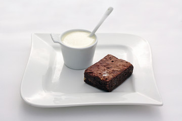 Brownie et sa crème anglaise