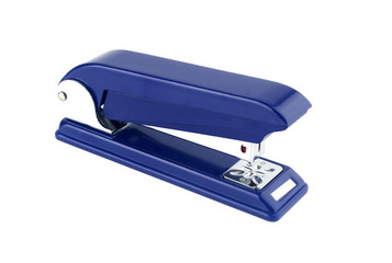 Blue stapler on a white background