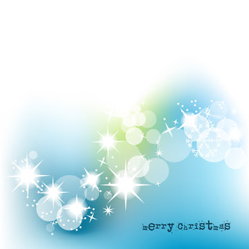 Christmas background in blue and green over white lights design