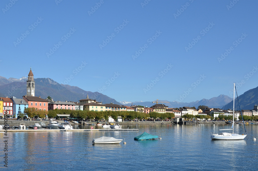 Sticker Ascona, famous Swiss resort at Maggiore lake