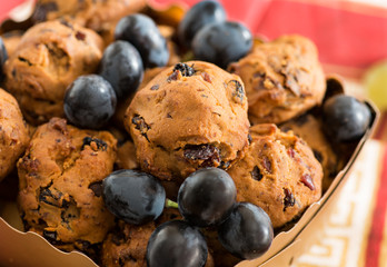 Christmas cookies with raisins and chocolate