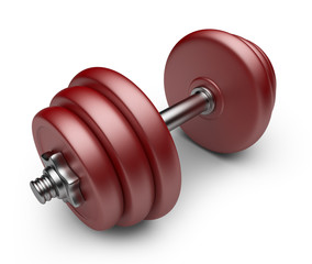 Red dumbbell. 3D Icon isolated on white background