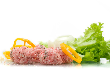 minced meat meatball isolated over white