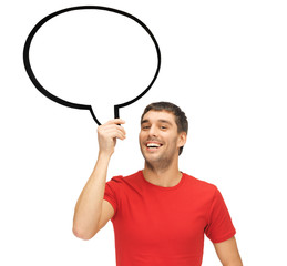 smiling man with blank text bubble