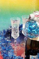 champagne glasses to the table at Christmas