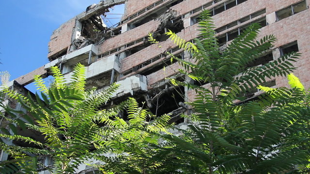Army General Headquarters building bombed by NATO - Belgrade