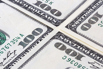 Background with American hundred dollar bills