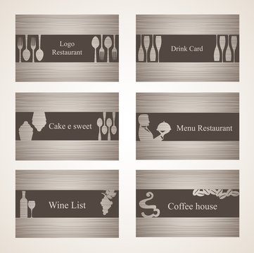 Set of 6 business cards. For cafe and restaurant