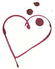 heart shape made with stain from wine glass