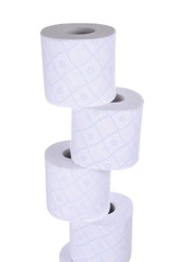 stack of toilet paper rolls, isolated on white background