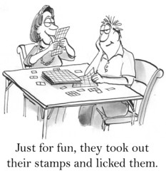 They took out their stamps and licked them