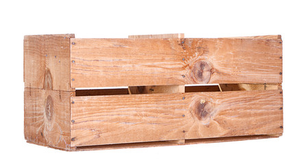 a long wooden crate isolated