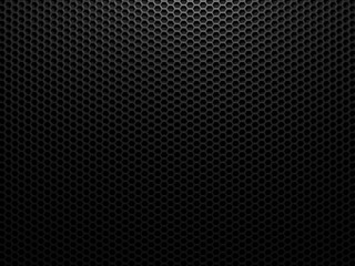 Black metal background with hexagon holes