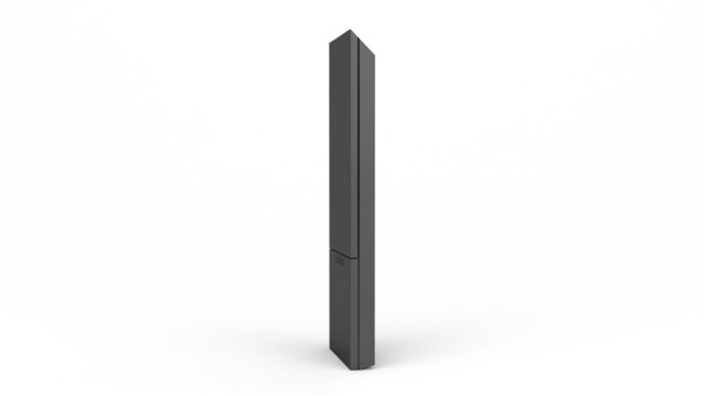 Black remote control rotates on white background