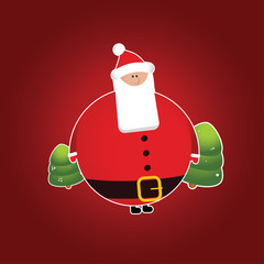 Vector bearded Santa wearing hat and gloves