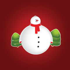Vector snowman wearing scarf and gloves