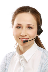 Closeup of a smiling customer service girl