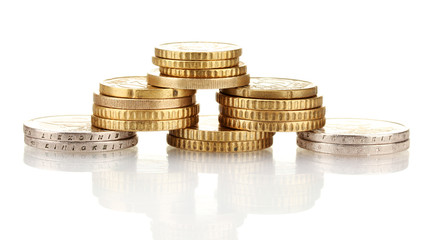 euro coins isolated on white