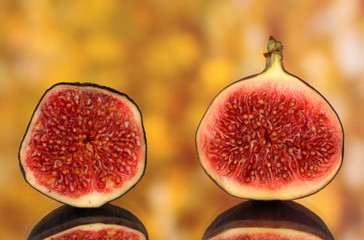 Sliced fruit on color background