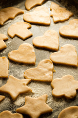 Fototapeta na wymiar Cookies on a baking tray ready to bake