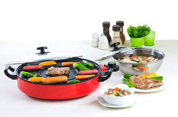 Electric barbecue and cooking pot a useful kitchenware