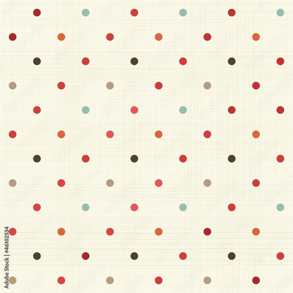Poster colorful polka dot seamless pattern on fabric texture