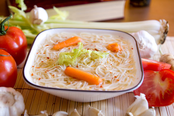 Chicken soup, vegetable and cook books