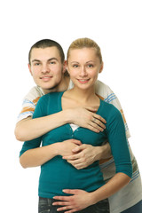 Fototapeta premium Shot of a young couple, isolated on white